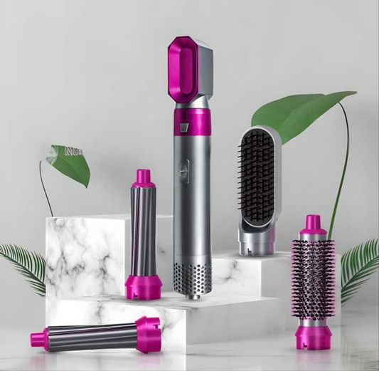 5 in 1 Multifunctional Hair Dryer Styling Tool, Detachable 5-in-1 Multi-Head Hot Air Comb, The Negative Ion Automatic Suction Hair Curler