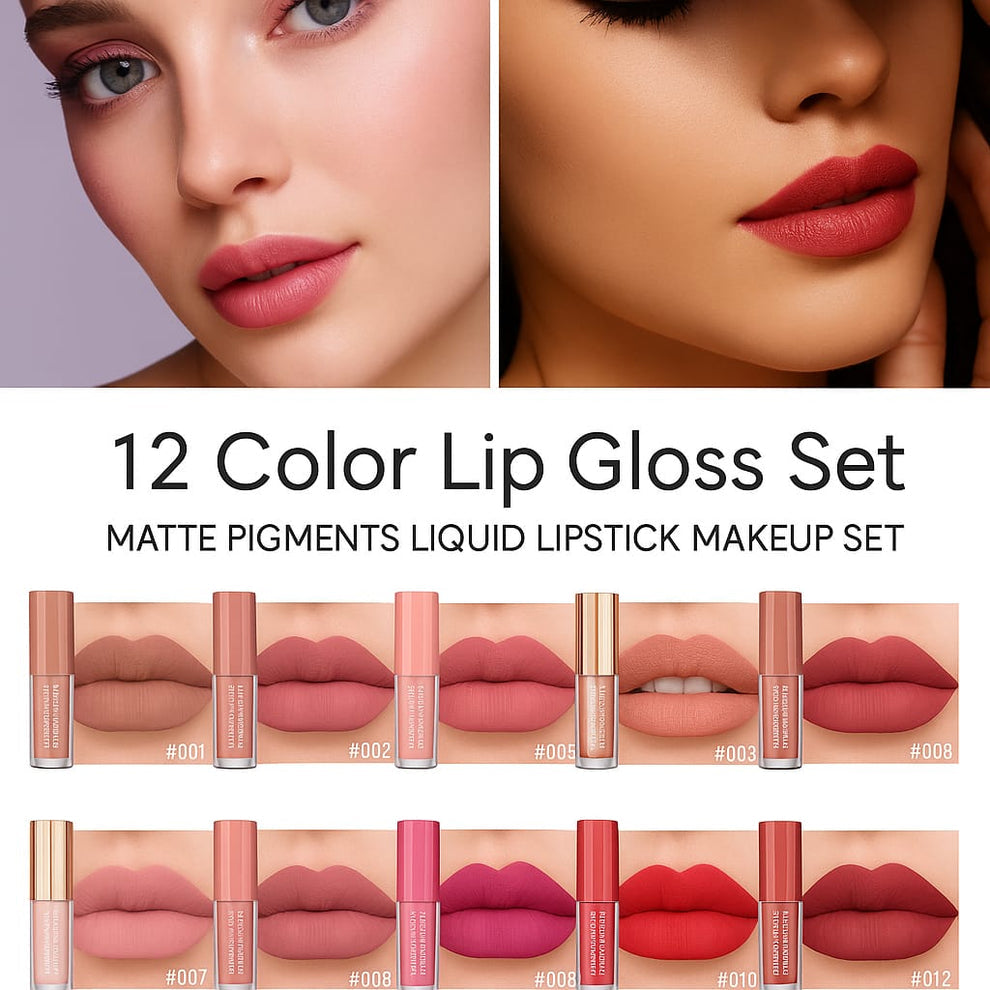 Velvet Matte Liquid Lipstick Set 12Pcs